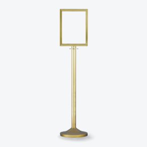 crowd control post and velvet rope stanchion with a sign holder
