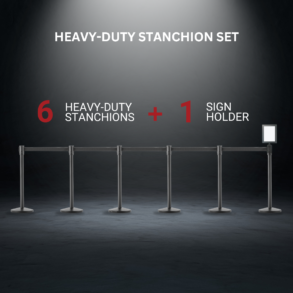 Heavy-Duty Stanchion Set of 6 with Sign Holder (553 CAD Value)
