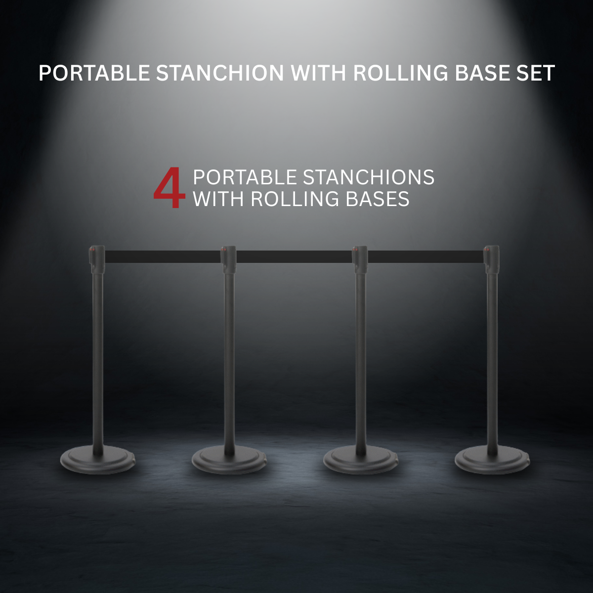 Portable Stanchion Set with Rolling Base CAE-340B (580 CAD Value)