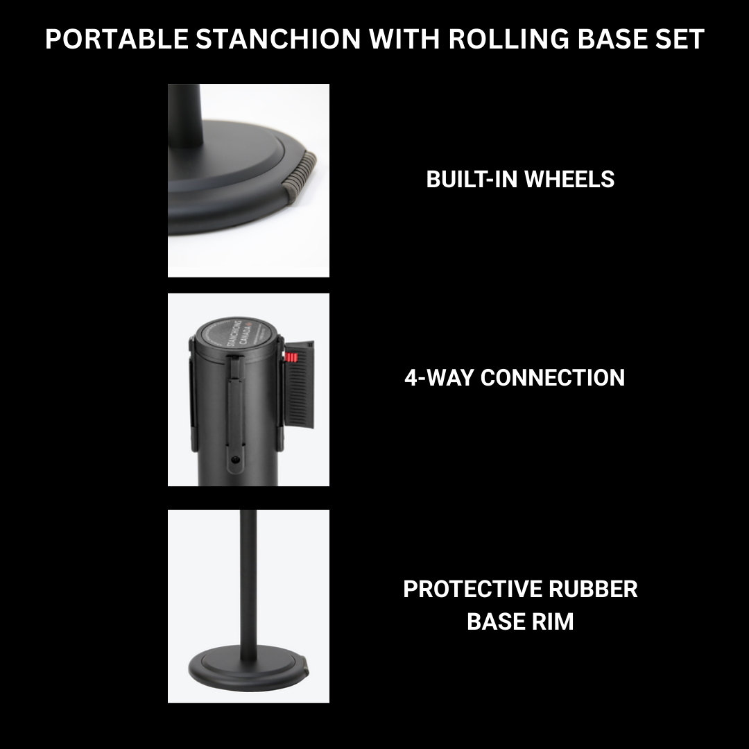 Portable Stanchion Set with Rolling Base CAE-340B (580 CAD Value) - Image 2